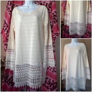 Anna Grace Boutique Cotton Lace Cut Out Tunic L/12-14